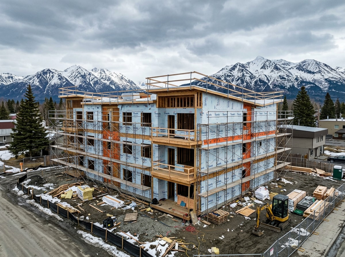 Multi-unit apartment building under construction in South Anchorage, Alaska